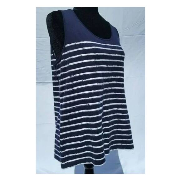 Ruby Rd. Navy Blue & White Short Sleeve Shirt Women's Large - Picture 2 of 4